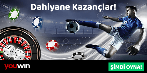 şut çeken mavi formalı futbolcu, rulet, zarlar ve çipler yer alan CTA